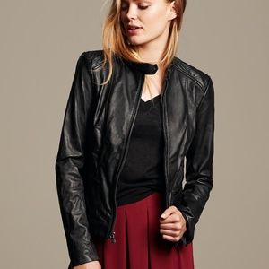 Banana Republic Womens Black Leather Jacket